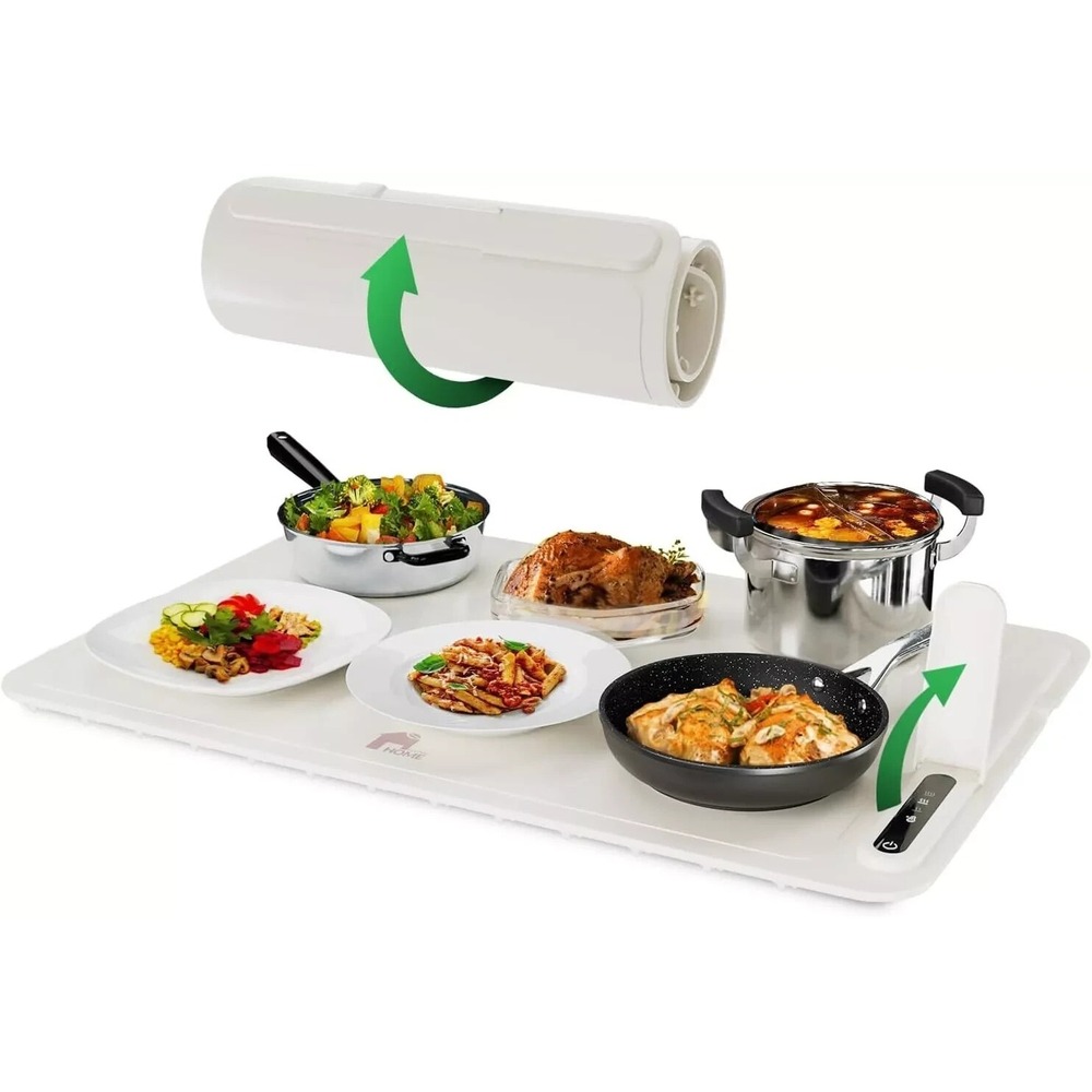 Electric Warming Temp Adj Mat for Buffets & Parties, Silicone, Rolls for Storage
